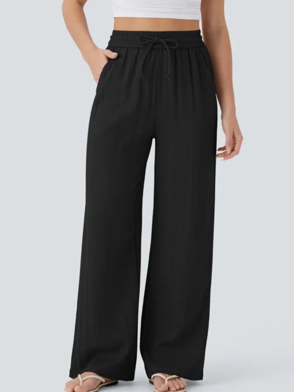 HALARA Black Wide Leg Drawstring Pants